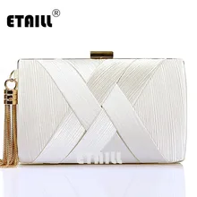 ETAILL белая атласная вечерняя сумочка-клатч телесного цвета, шелковая женская вечерняя сумочка, сумочка, Дамская Свадебная сумка на плечо с цепочкой