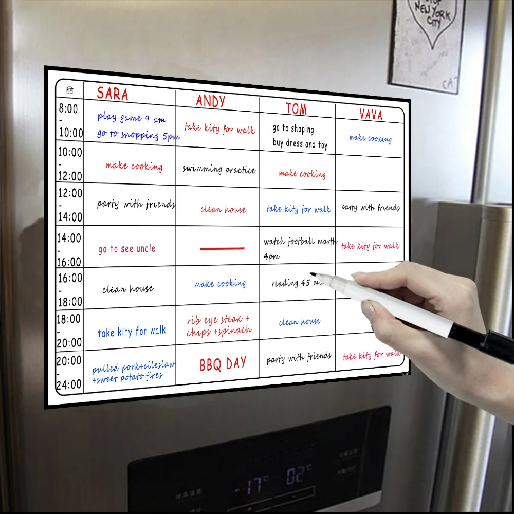 A3 доска планировщик Магнитная письменная доска Chore ежедневный Еженедельный ежемесячный график наклейки для холодильника на магните с 3 ручкой