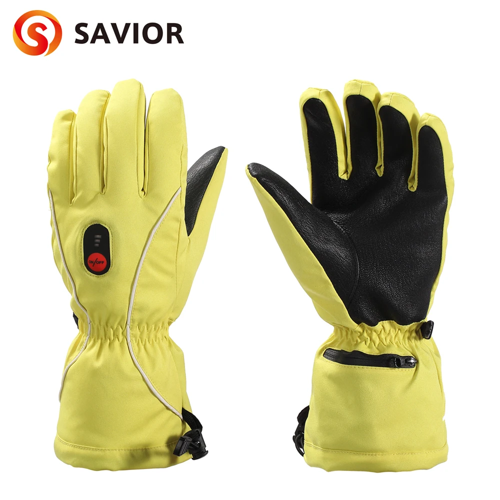 SAVIOR Genuine leather heated glove riding skiing golf winter 5 finger