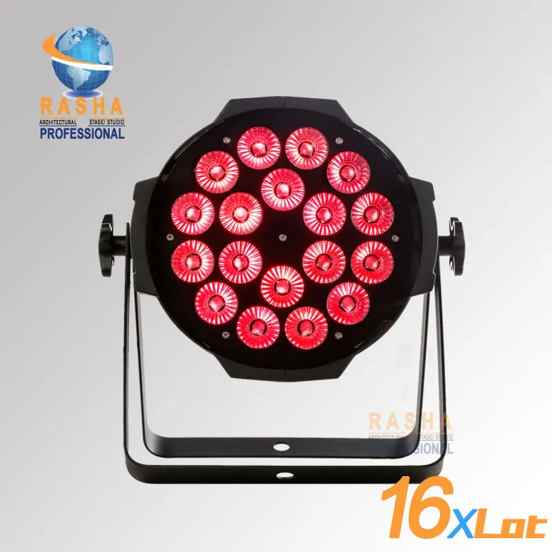 

16X LOT Hot Sale Rasha 18pcs*15W LED RGBAW 5 in 1 Color LED Par Can Light With Powercon,DMX IN For DJ Party Event