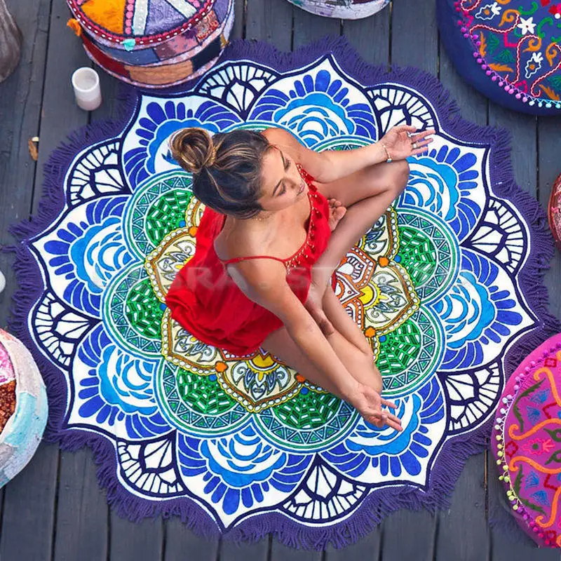 

2016OUTDOOR Bohemia Round Indian Beach Picnic Lady Beach Cover Up Summer Towel Blanket Mat Beachwear Swimming Sunbath