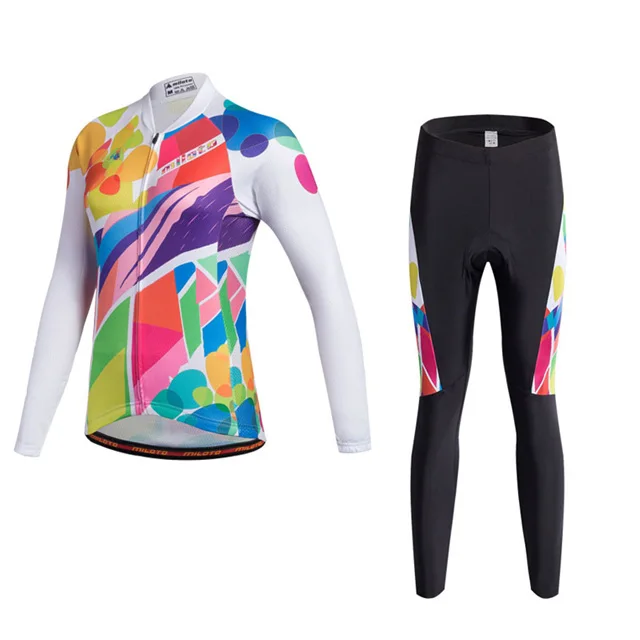 Осенняя Женская велосипедная одежда для MTB велосипеда дышащие горные велосипедная одежда Ropa Ciclismo быстросохнущие длинные велосипедные Джерси брюки набор - Цвет: 14