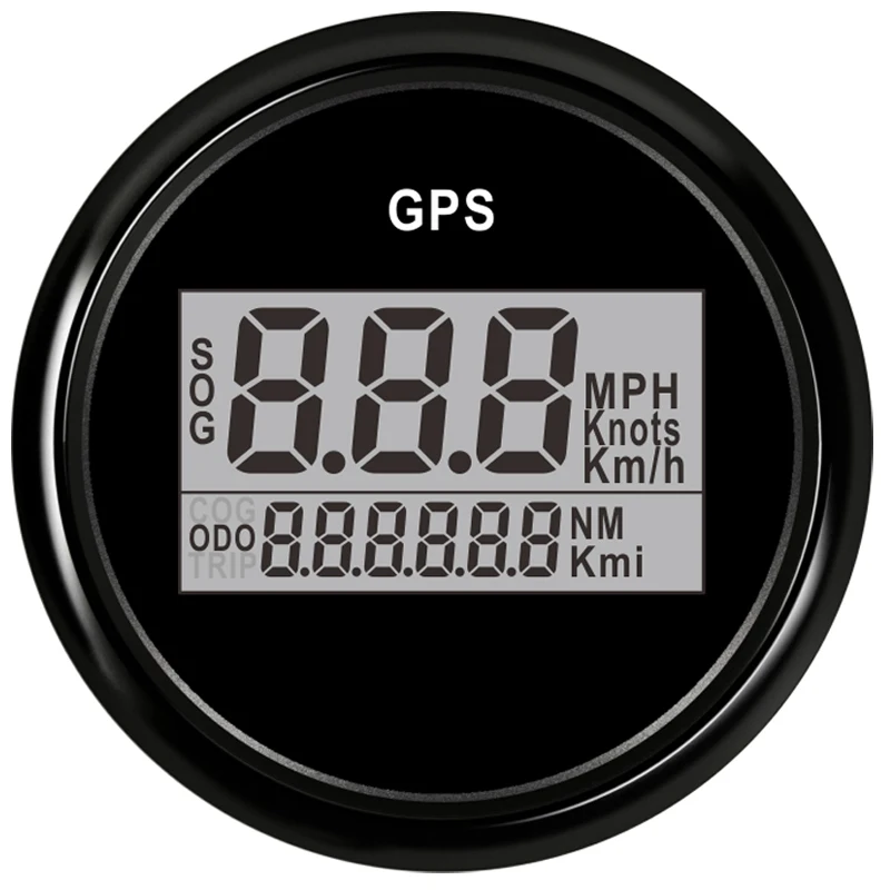 

52mm GPS Speedometer Odometer Waterproof Digital Milometer For Car Truck Boat Motor Yacht Backlight and GPS Antenna 12V 24V