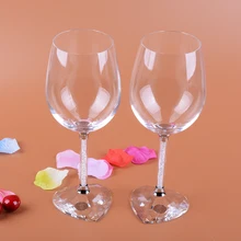 Кристаллические стеклянные украшения вина с сердцевидной граней и сверкающий бриллиант стебля Свадебные украшения