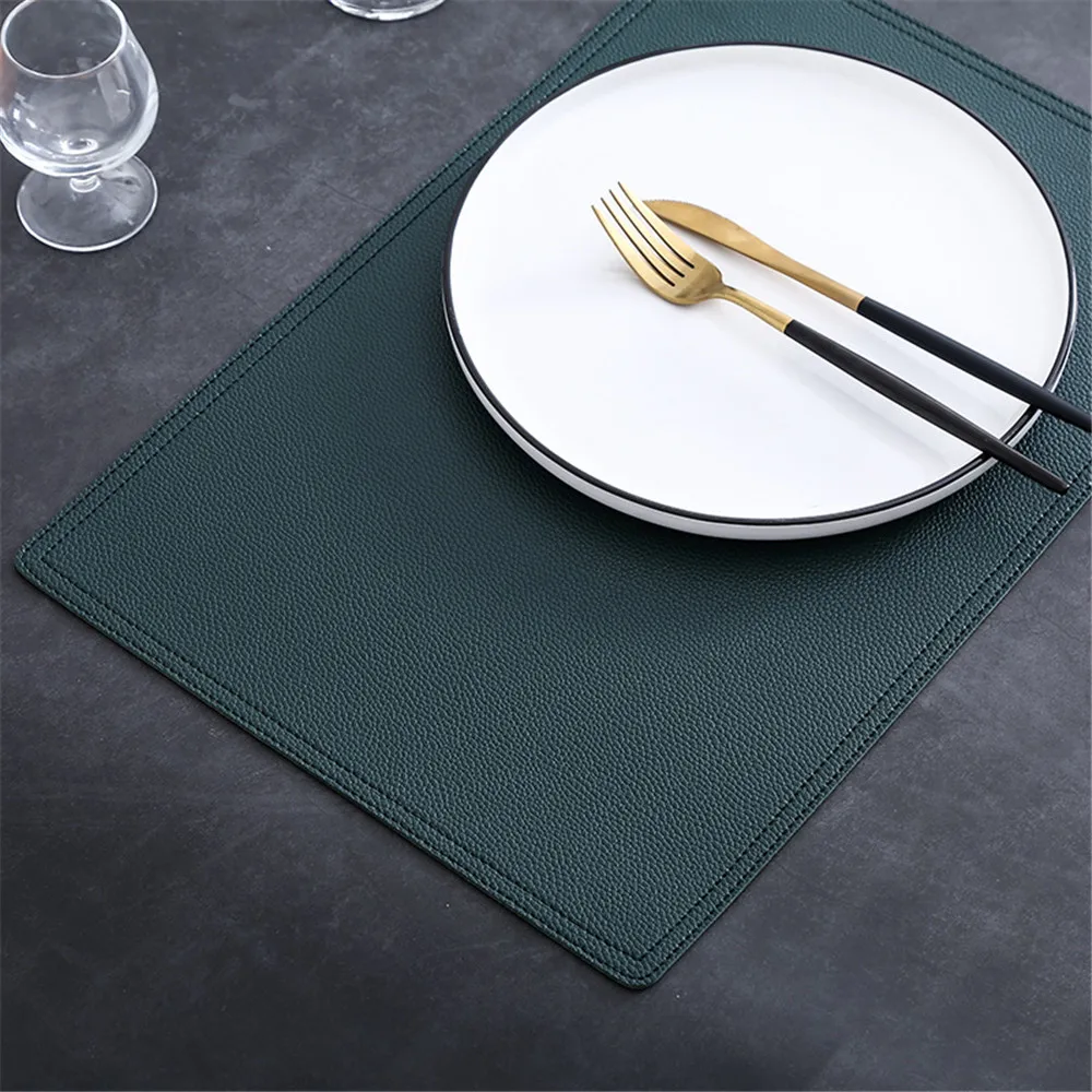 Chic Elegant Placemat PU Leather Pad Dining Table Mat Waterproof Heat Insulation Non Slip INS Place