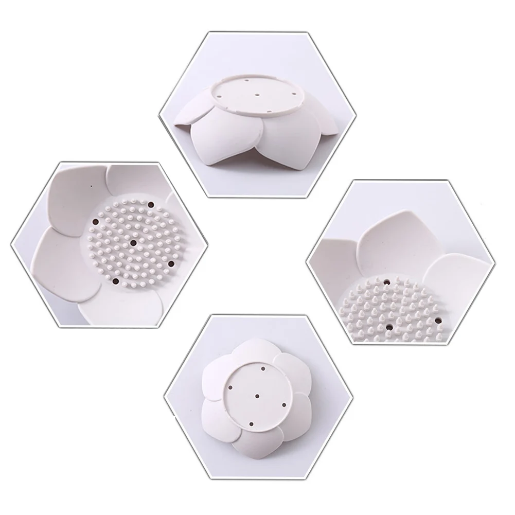 

Silicone Dish Hollowed Drain Holder Container Plate Bathroom Supplies Anti Slip Flower Shape Home Accessories Soap Box Practical