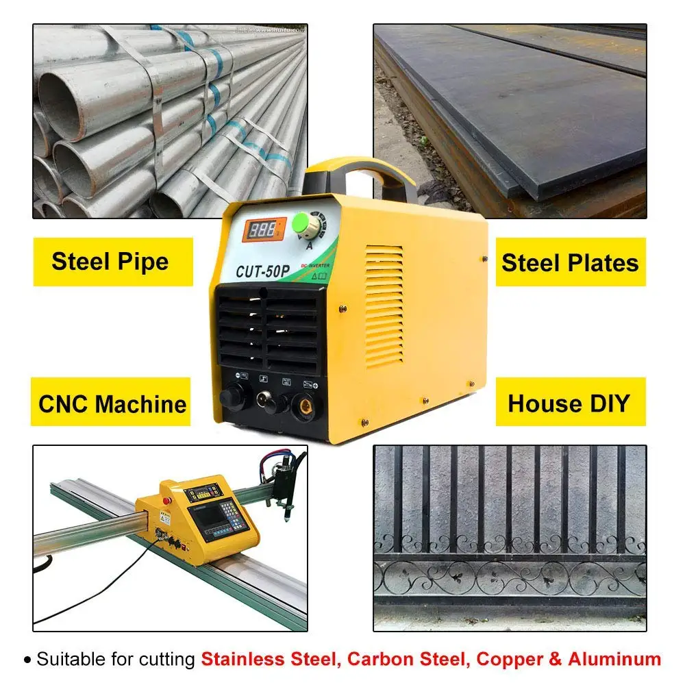 TOSENSE CUT50P Plasma Cutter Non-Touch Pilot Arc Dual Voltage 110/220V 50AMP 1/2?? Clean Cut Compact Metal Cutter Screen Display