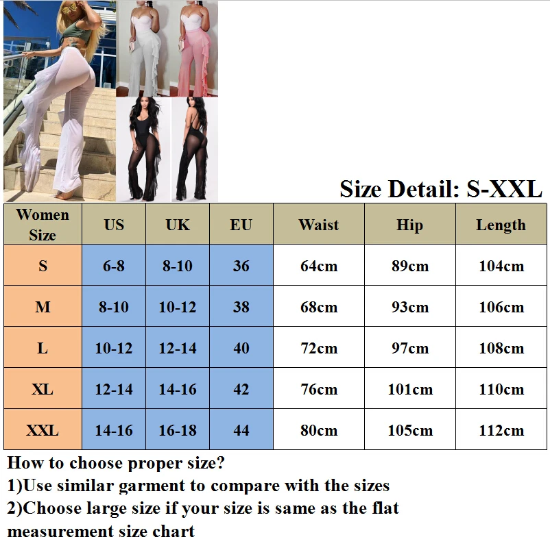 New Sexy Ruffle Women Beach Mesh Pants Sheer Wide Leg Pants Transparent See through Sea Holiday Cover Up Bikini Trouser black leggings