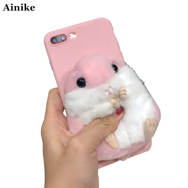 

Ainike Cute Hamster Soft TPU Phone Case For Redmi 4X 5A 7 Note6 S2 Xiaomi Mi 8 9SE Mix2 Max3 F1 Note3 3D Cartoon Toy Doll Cover