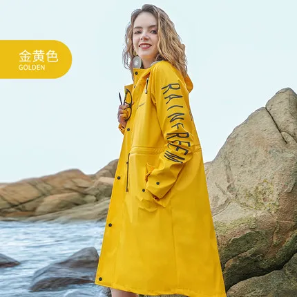 Long Women Hooded Jacket Transparent Fashion Adult Raincoat Poncho Women Motorcycle Bike Hiking Pink Yellow Poncho Waterproof R6