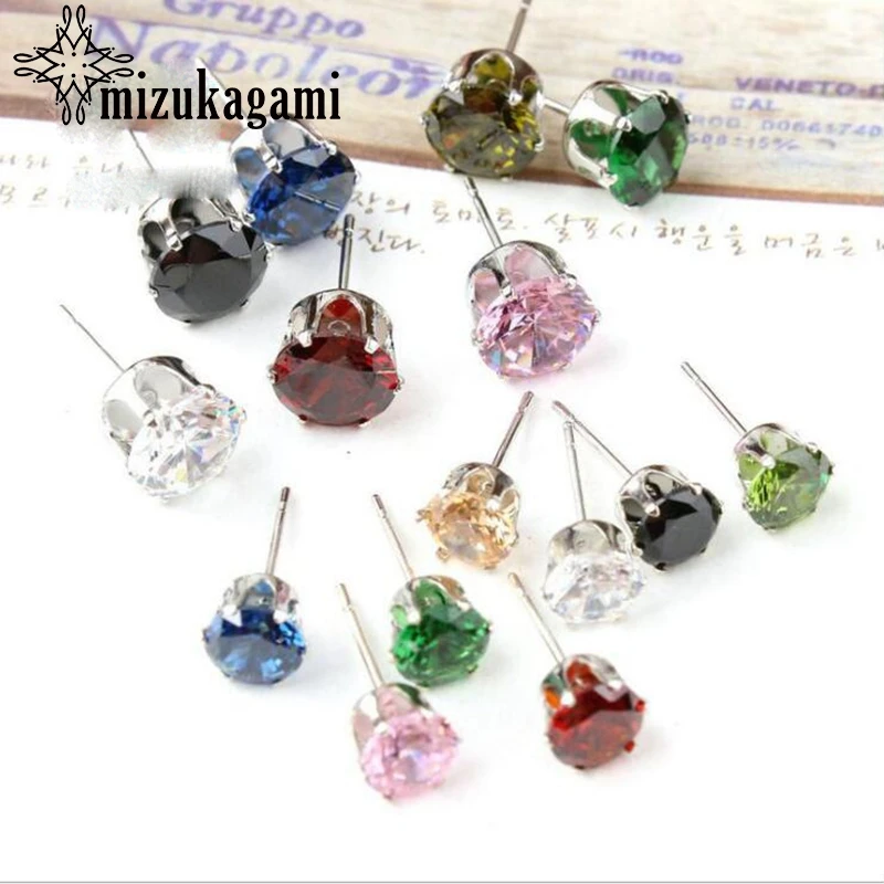 

White K-Coloured Crystal Drill Zircon Ear Needle 10pcs/lot Base Earrings Connector For DIY Fashion Earrings Accessories