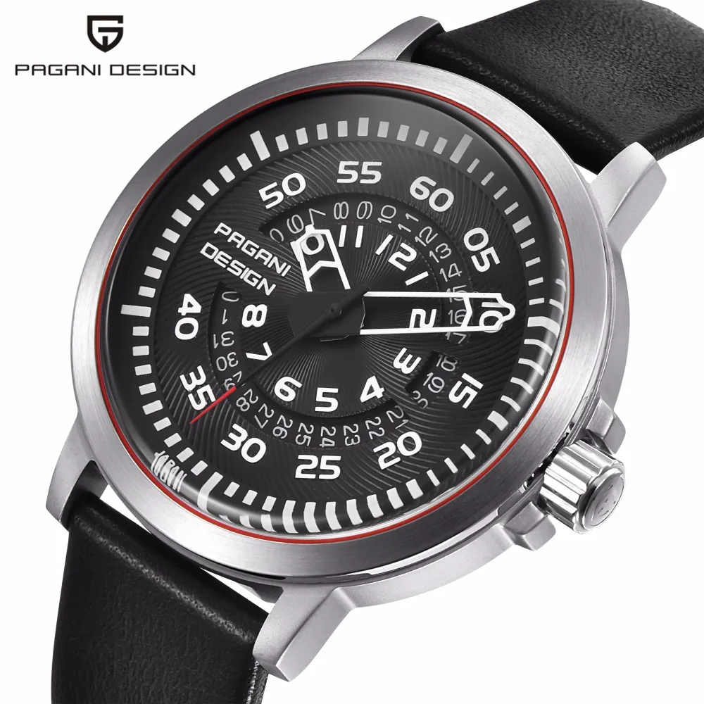 

Mens Watches Top Luxury Waterproof Leather Quartz Watch Men Unique Design Hollow Calendar Best Stylish Men's Watches for Gift