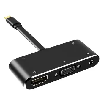 

5 in 1 USB-C Type-C to HDMI 4K Apapter VGA Cable Audio USB3.0 PD Converter HUB Cable Cord for Macbok Pro High Quality Adapter