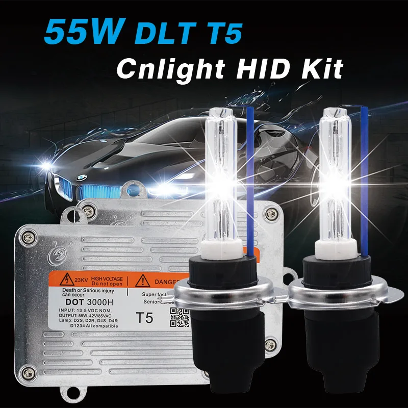 1 комплект 55 Вт Быстрый старт HID комплект DLT T5 Быстрый Яркий HID Балласт 4300K 6000K 8000K Cnlight прямые HID лампы H1 H3 H7 H11 9005 9006