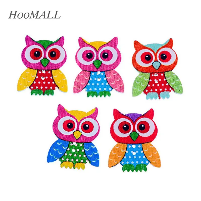

Hoomall Brand 20PCs 2 Holes Owl Wooden Buttons Sewing Scrapbooking Owl Pattern Decorative Buttons 3.5x2.8cm Random Mixed