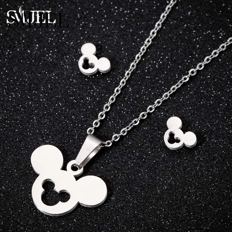 SMJEL Mini Animal Earing Mickey Earrings for Women Bijoux New Kids Earring Small Ear Studs Pendientes Cartoon Jewelry oorbellen - Окраска металла: TZ010