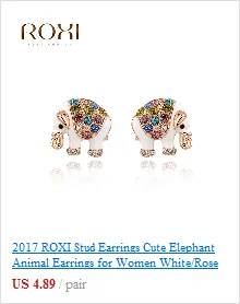 Женские серьги-гвоздики ROXI, розовое золото, голубой кристалл, циркон, свадебные серьги, модные ювелирные украшения, bijoux femme Z35