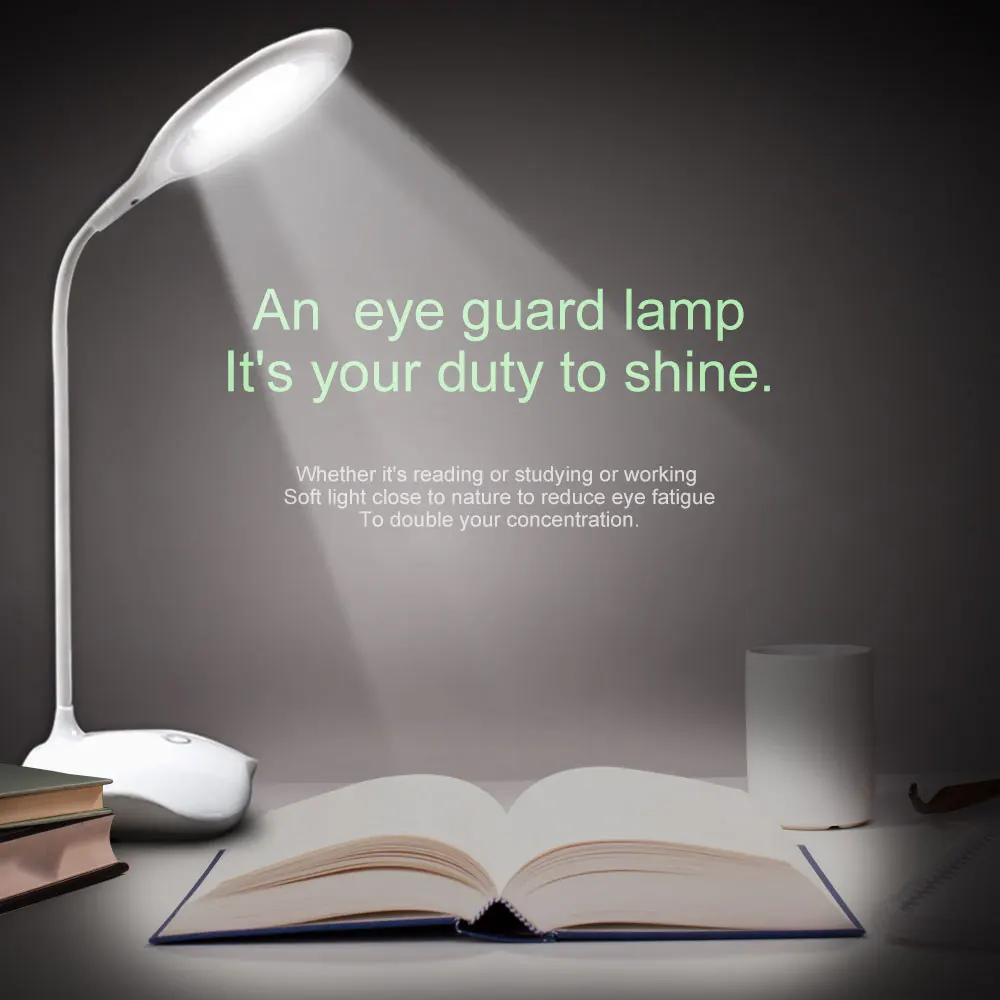 

Desk Lamp USB Charging LED Table Lamps 14 LED Torch Study Light Bed Reading Night Light 3 Modes Warm Night Lights By 3*AAA