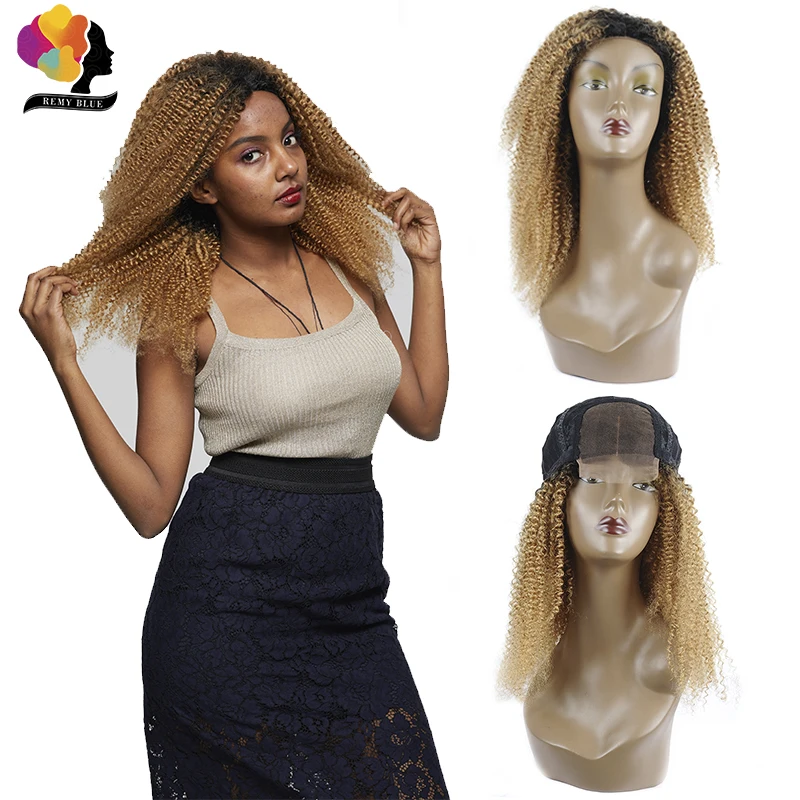 

1B 27 Blonde Short Lace Front Human Hair Wig For Black Women Peruvian Kinky Curly Lace Front Human Hair Wig 4*4 Closure Remy Wig
