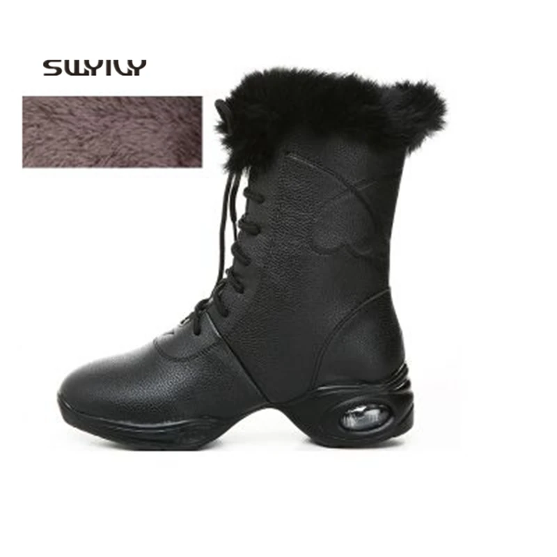 SWYIVY Dance Sneakers Women Multi-styles Soft Heel 2018 New Winter Warm Plus Velvet Women Modern Dance Boots Large Size 42