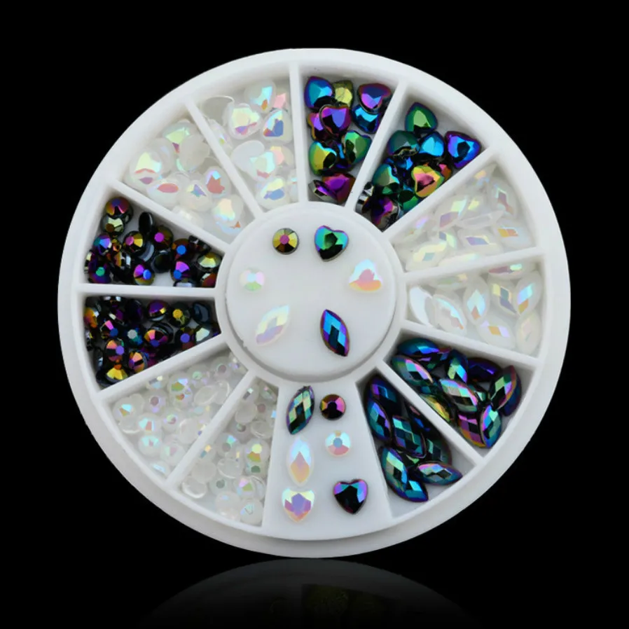

22 Kinds of Mixed Color Stone Nail Rhinestone Small Irregular Manicure Nail Art Decoration Accessories Black Peach Heart A B#167