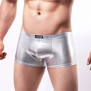 

male panties cockcon Nylon leather fabric trunk low-waist sexy fun body shaping panties boxers for men B489