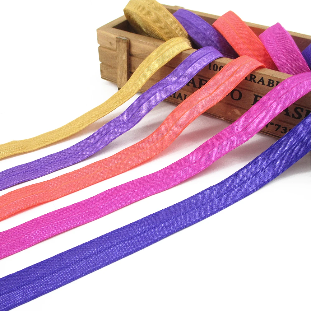 

david angie 5/8" 16mm Hair Tie Binding Tape Fold Over Elastic Ribbon Webbing Trim Solid Headwear Handmade DIY decoration,5Yc2496