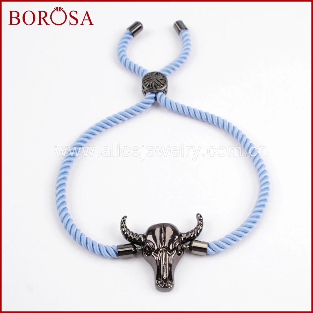 BOROSA OX Амулет Голова браслет, смешанный цвет бык рогатый скот буйвола разъем регулируемые браслеты для женщин ювелирные изделия ручной работы WX700