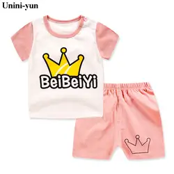 Новая Одежда для девочек набор Корона розовый костюм комплект прекрасный розовый детская одежда для девочек малышей Топы для малышей +