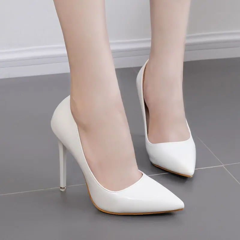 

2019 hot women's shoes pointed toe pumps patent leather dress stilettos high heels boat shoes wedding woman shoes zapatos mujer