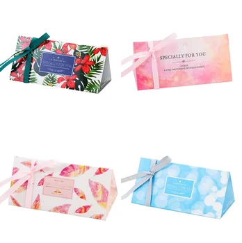 

50Pcs Creative Feather Marble Flower Style Wedding Favors Candy Boxes Party Supplies Gift Box Bomboniera Chocolate Box
