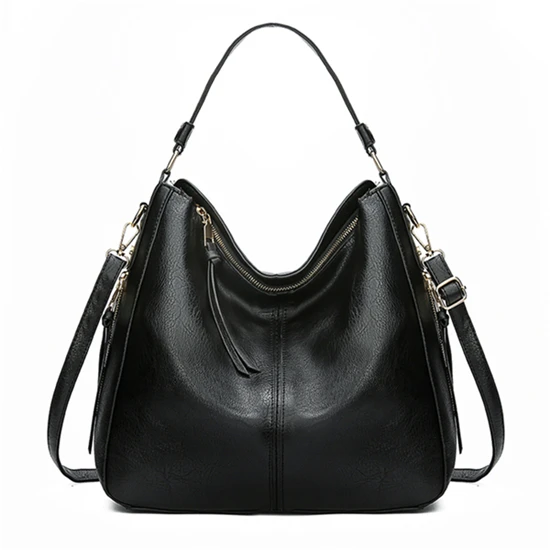 Новые женские сумки, высокое качество, кожа, женские сумки через плечо, на каждый день, Большая вместительная сумка-мессенджер для дам, большие сумки - Цвет: Black