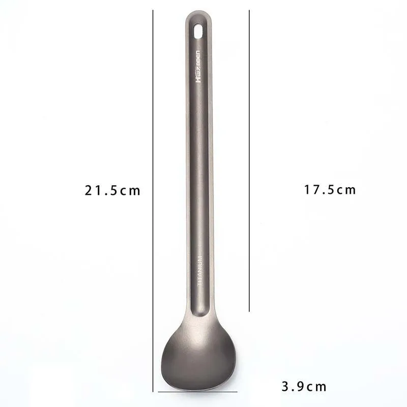 

21.5cm x 3.9cm Long-handled Titanium SpoonTitanium Spoon Camping Spoon Outdoor Tableware
