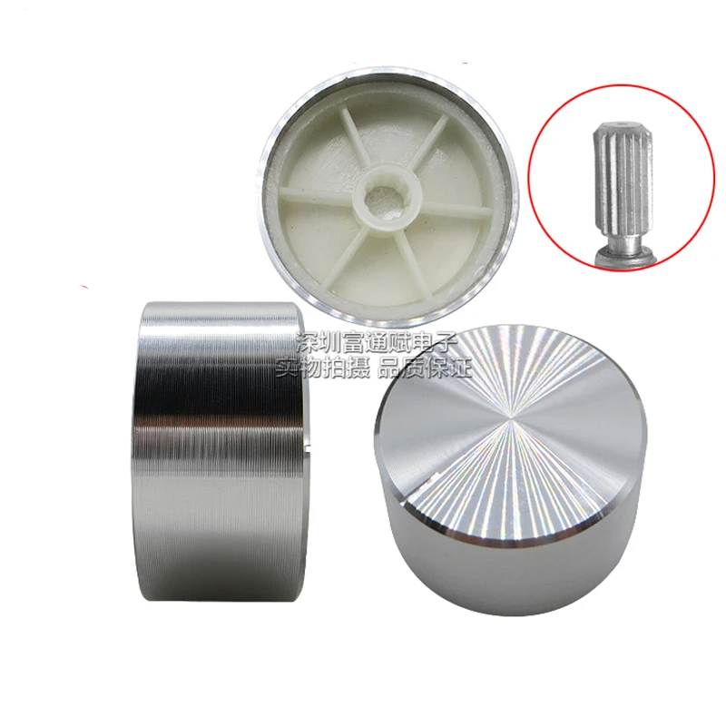

5pcs Aluminum alloy silver tangential smooth 34MM * 17MM knob potentiometer cap band switch cap Inner hole 6MM