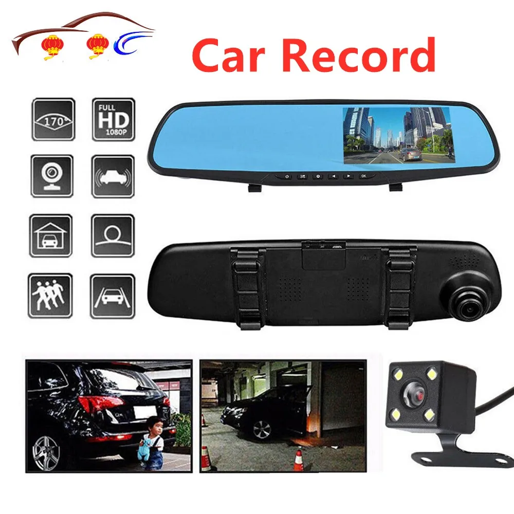 

4.3'' HD Dual Lens Car DVR Dash Cam Front and Rear Mirror Camera Video Recorder Dashcam Auto Voiture Registrator Adas