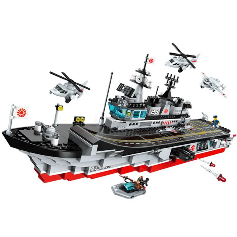 

1723 ENLIGHTEN Military War Aircraft Carrier Helicopter Model Building Blocks Action Figure Toys For Children Compatible Legoe