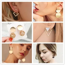 Trendi Anting-Anting untuk Wanita Emas Logam Yang Unik DROP Menjuntai Vintage Pernyataan Anting-Anting Round Geometris Anting-Anting 2019 Fashion Perhiasan(China)