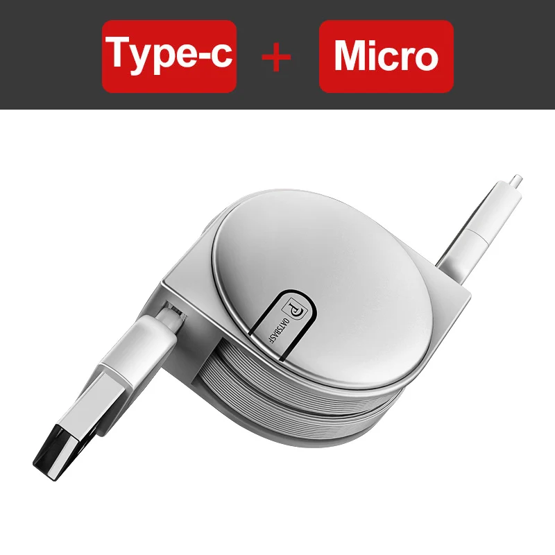 OATSBASF 3 в 1 Micro usb type C 8 Pin для iPhone XS Max X 8 7 Nokia 8 USB Выдвижной зарядный кабель для Xiaomi huawei 2 в 1 USB - Цвет: 2 in 1 C and M-White