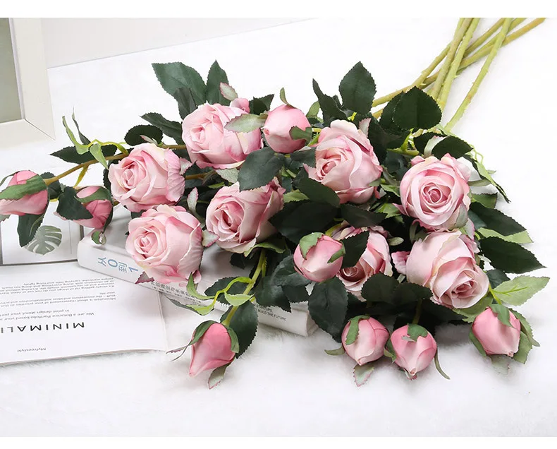 JAROWN Artificial Flowers Silk Rose Continental Retro Fake Flower Home Decoration Wedding DIY Decoration Flores (24)