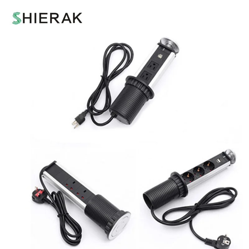 SHIERAK Desktop разъем 3 розетки с 2 Порты usb Кухня розетки ЕС/UK/US Стандартный Office гнездо Скрытая в регистрации Главная