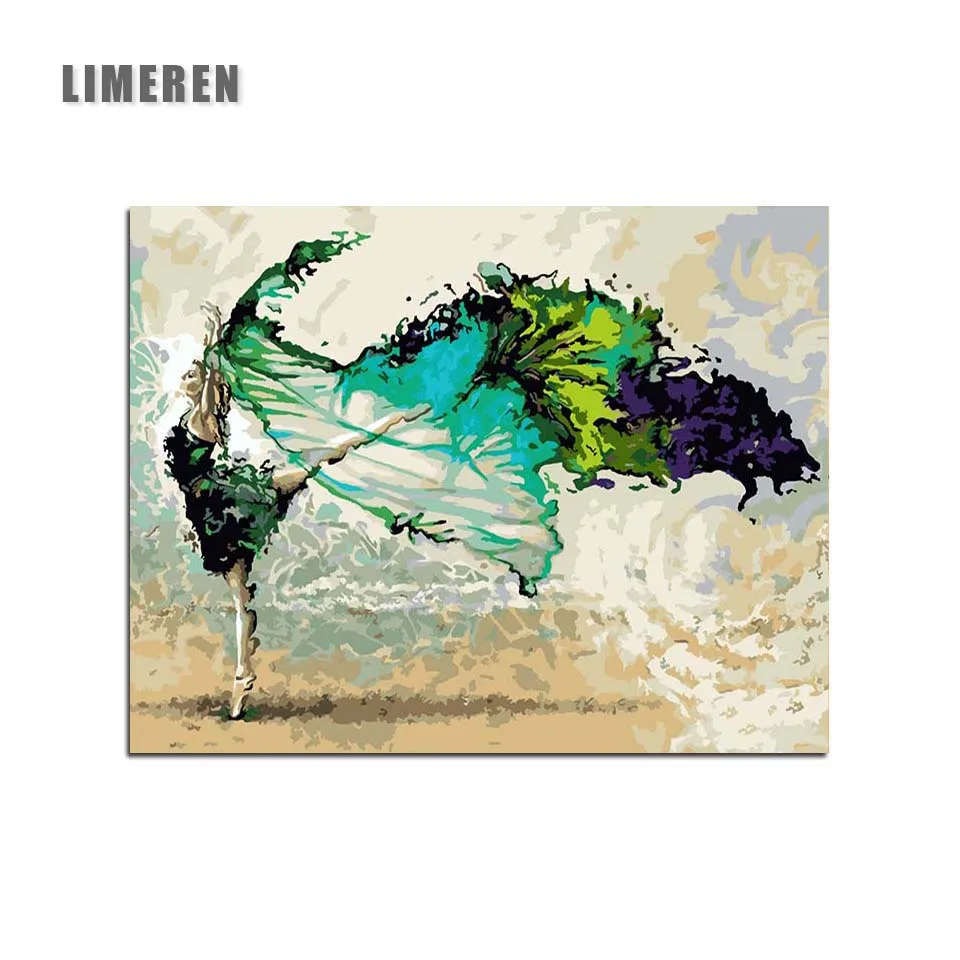 

Frameless DIY Coloring By Numbers Abstract Dancer Figure Painting By Numbers On Canvas Acrylic Hand Painted For Home Decor