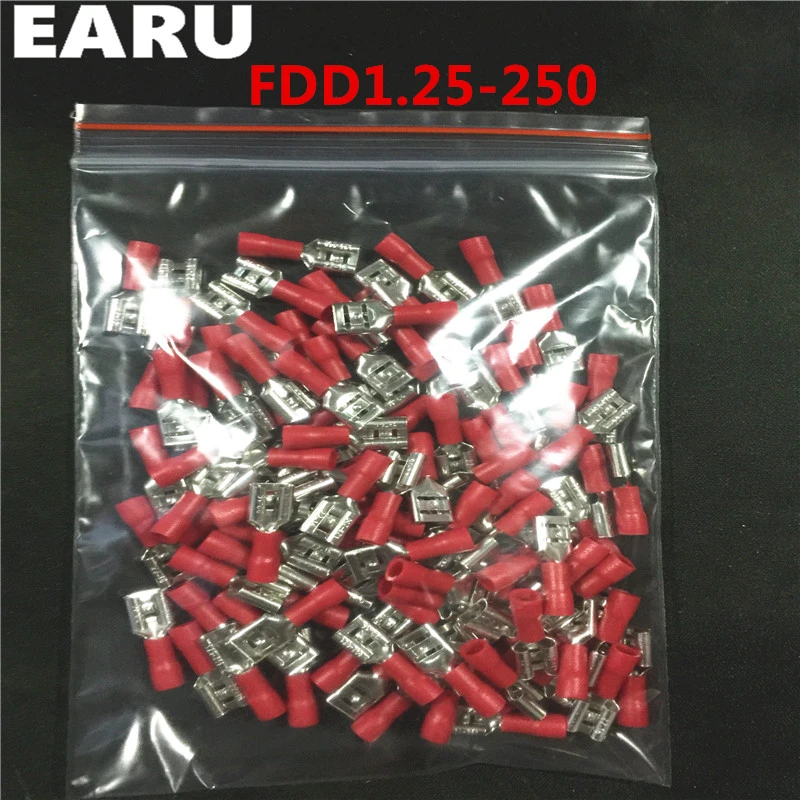 

FDD1.25-250 insulating Female Insulated Electrical Crimp Terminal Connectors Cable Wire Connector 1000PCS/Pack FDD1-250 FDD
