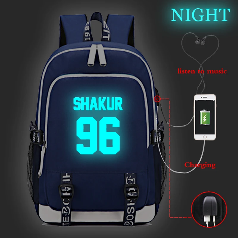 

Fashion Women's Men's Tupac Luminous Backpacks High Quality USB Charging Travel Bag Casual Backpack School Laptop Bags Boys Girl