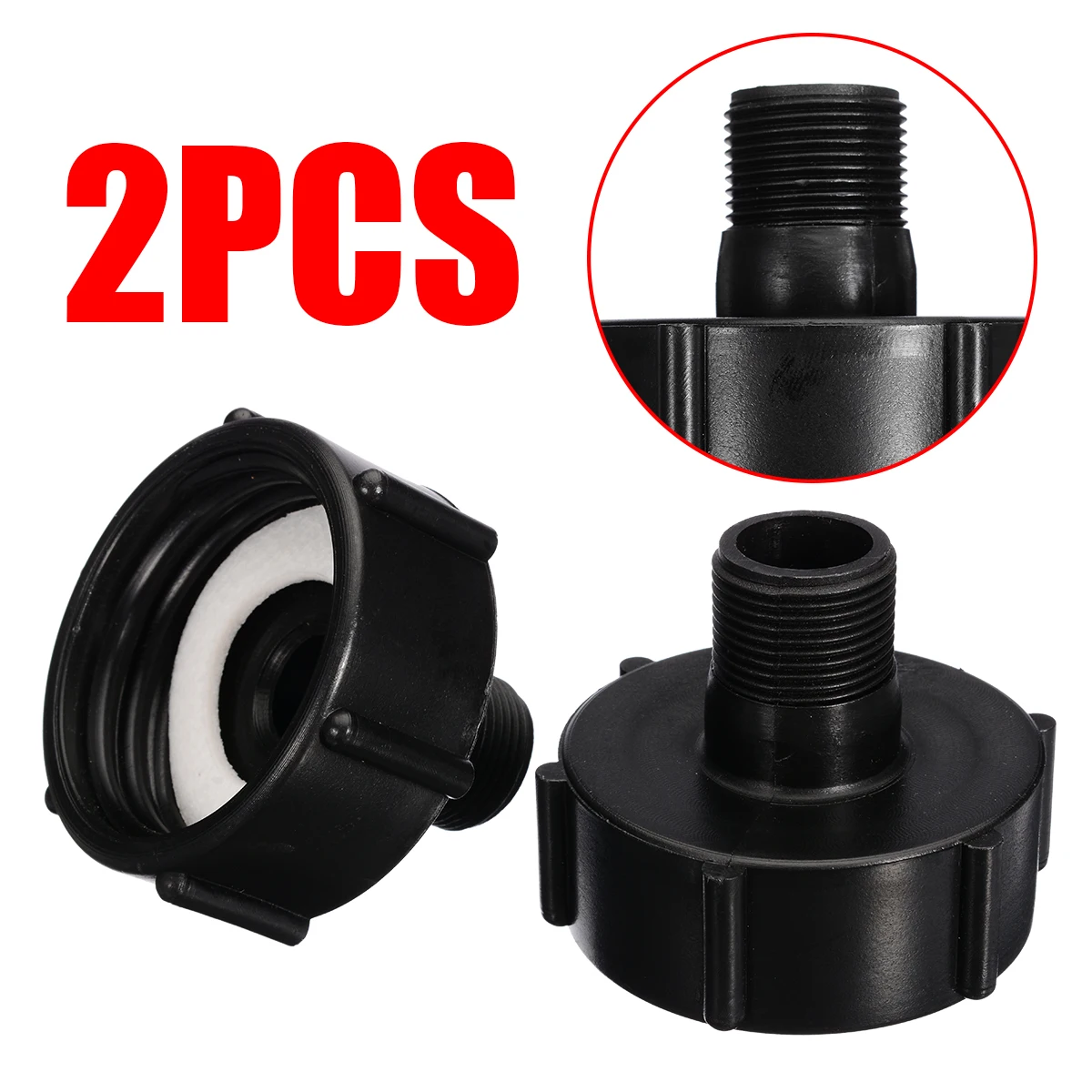 

2Pcs New 1000L IBC Water Tank Garden Hose Adapter Fittings 60mm Adaptor 0.75" For Home Garden Water Connectors