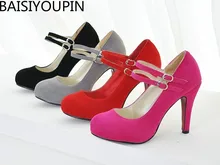 2018 Spring and Autumn New Fashion High Heeled Shoes Black and Red Clasp Women’s Shoes Single Shoes Women