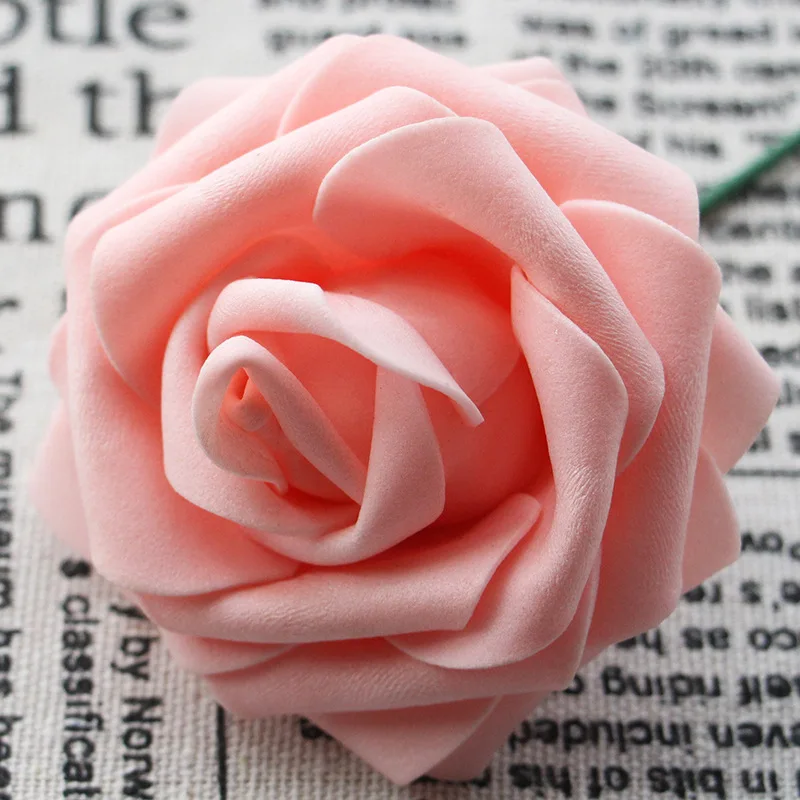 Foam Rose Artificial Flower Head for Wedding Decoration Large Foam Flowers with Stem White Pink PE Rose Artificial Flower (6)