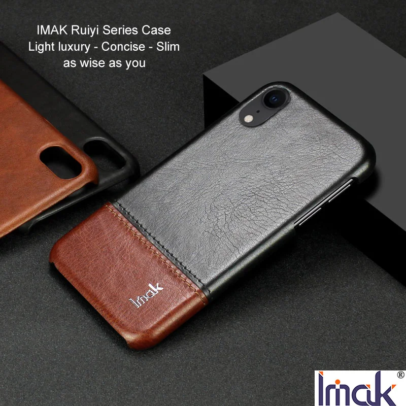 

IMAK Ruiyi Series Luxury Skin PU Leather Case for Apple iPhone XR Hard PC Back Cover Cases Quality for iPhone XR 6.1" inch Cover