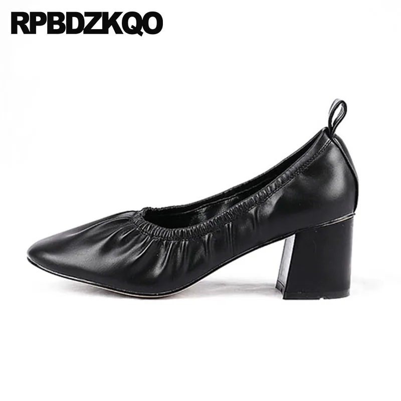 

Round Toe Block Big Size 4 34 Women Celebrity Designer Black Medium Heels Colourful Gold Pumps Shoes 2018 Vintage Casual Glove