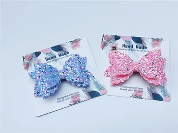 

Boutique 10pcs Fashion Cute Glitter Light Pink/Blue Hair Bow Hairpins Solid Pastel Bowknot Hair Clips Princess Accessories