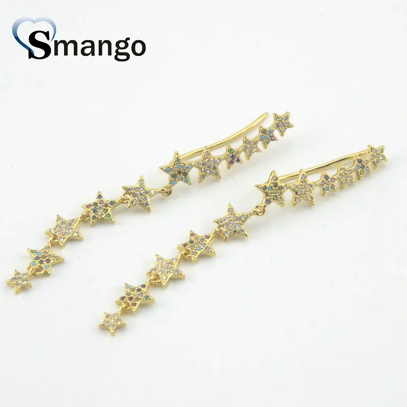 

The Rainbow Series,The Stars Shape, Hoop Cubic Zirconia Earrings for Women Fashion Jewelry, 18KGold Plating Can Wholesale,5Pairs